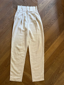 Pantalon Zara en lin beige taille haute