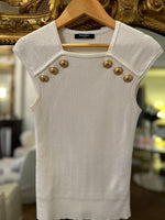 Charger l'image dans la galerie, Balmain - Haut blanc boutons dorés

