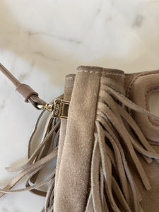 Sac M Maje en cuir suède Beige