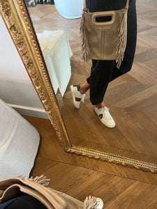 Sac M Maje en cuir suède Beige