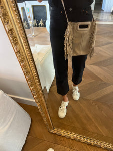 Sac M Maje en cuir suède Beige