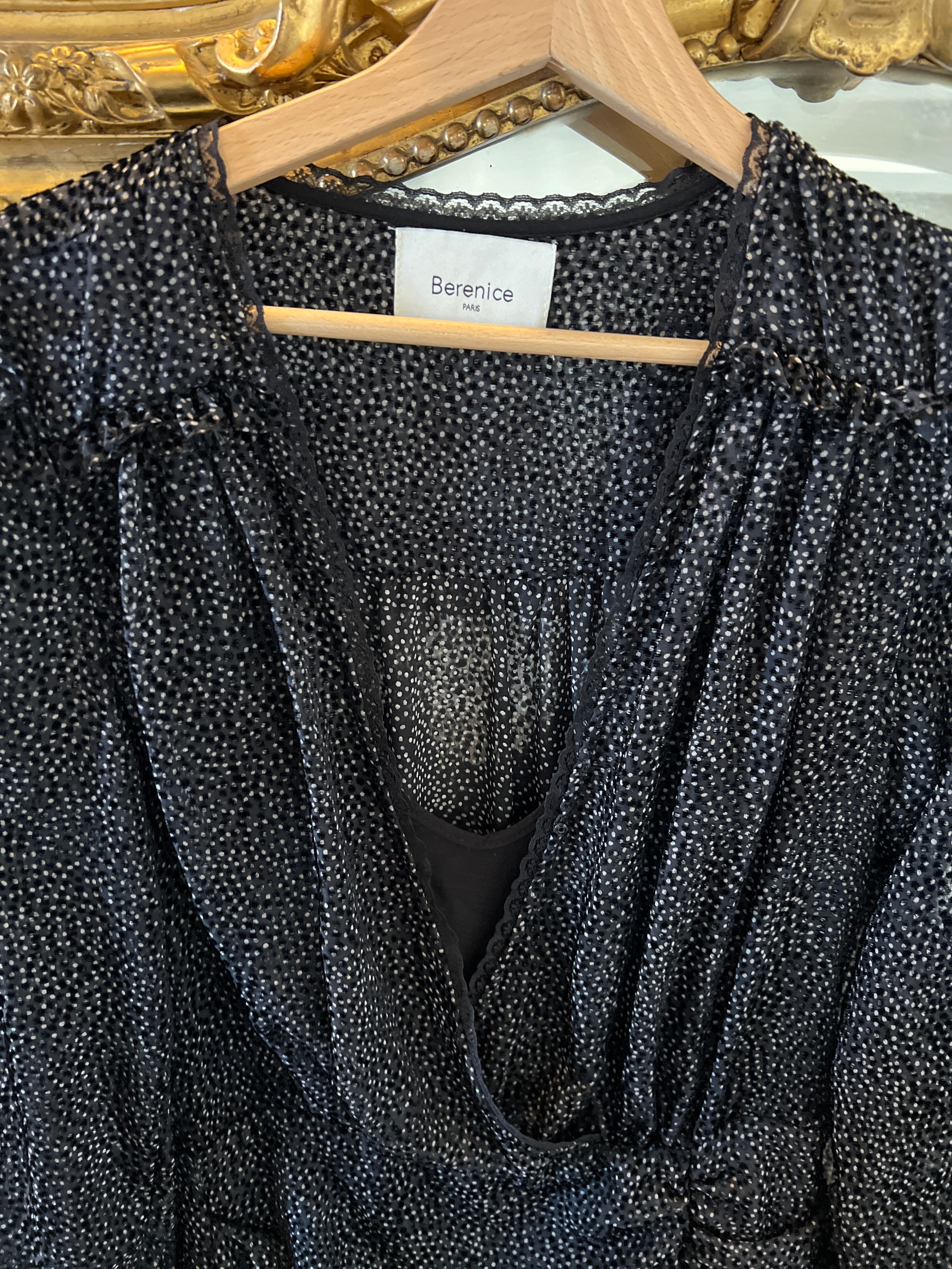Robe Bérénice noire plumetis