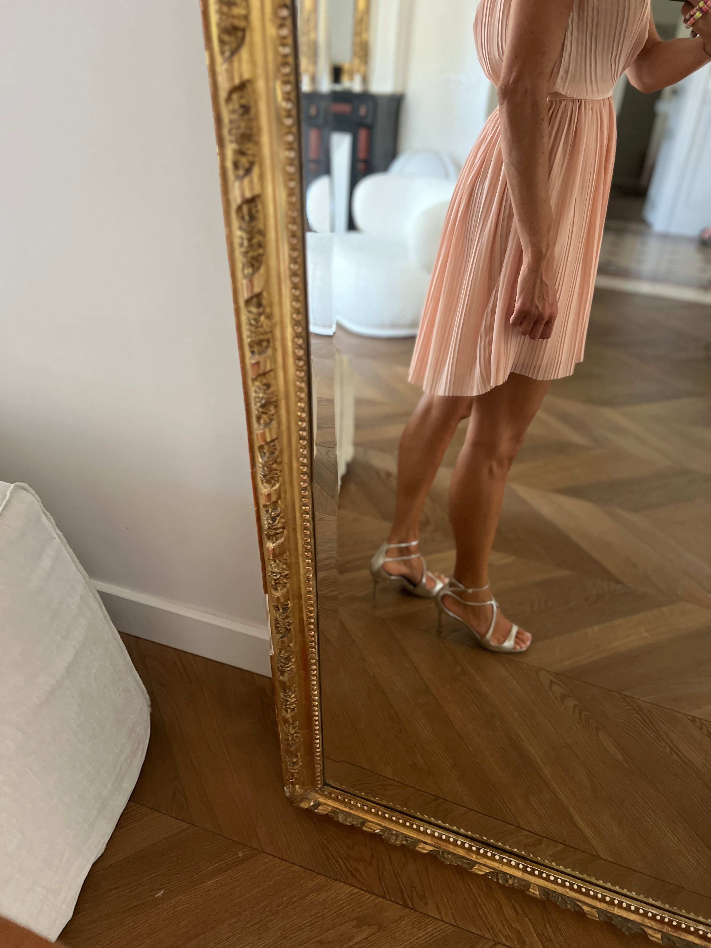 Robe Maje vieux rose plissée