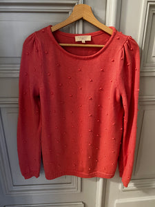 Pull Sezane en laine rose à pois