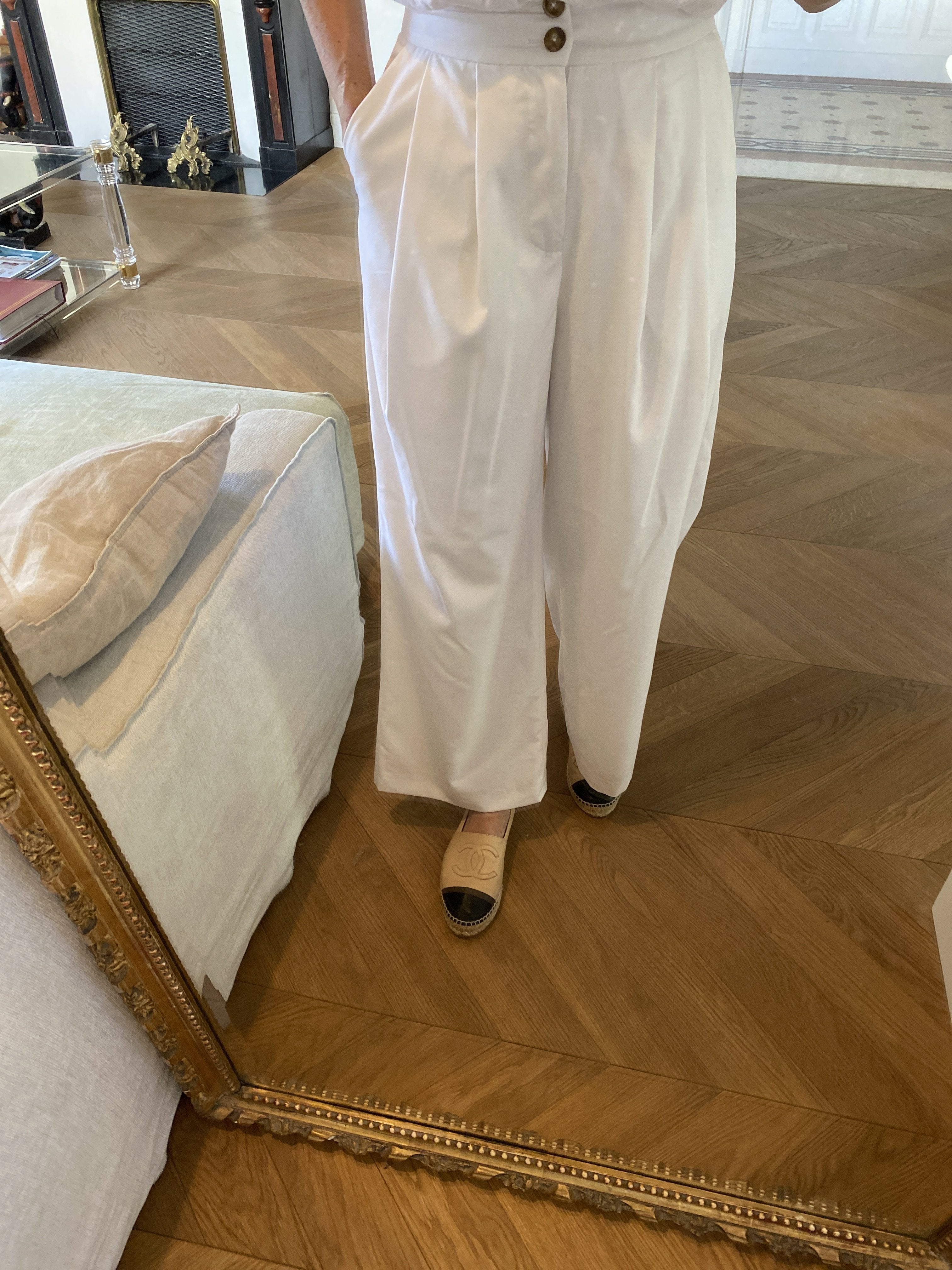 Charlotte Pirroni Pantalon Shein Premium Neuf Blanc évasé