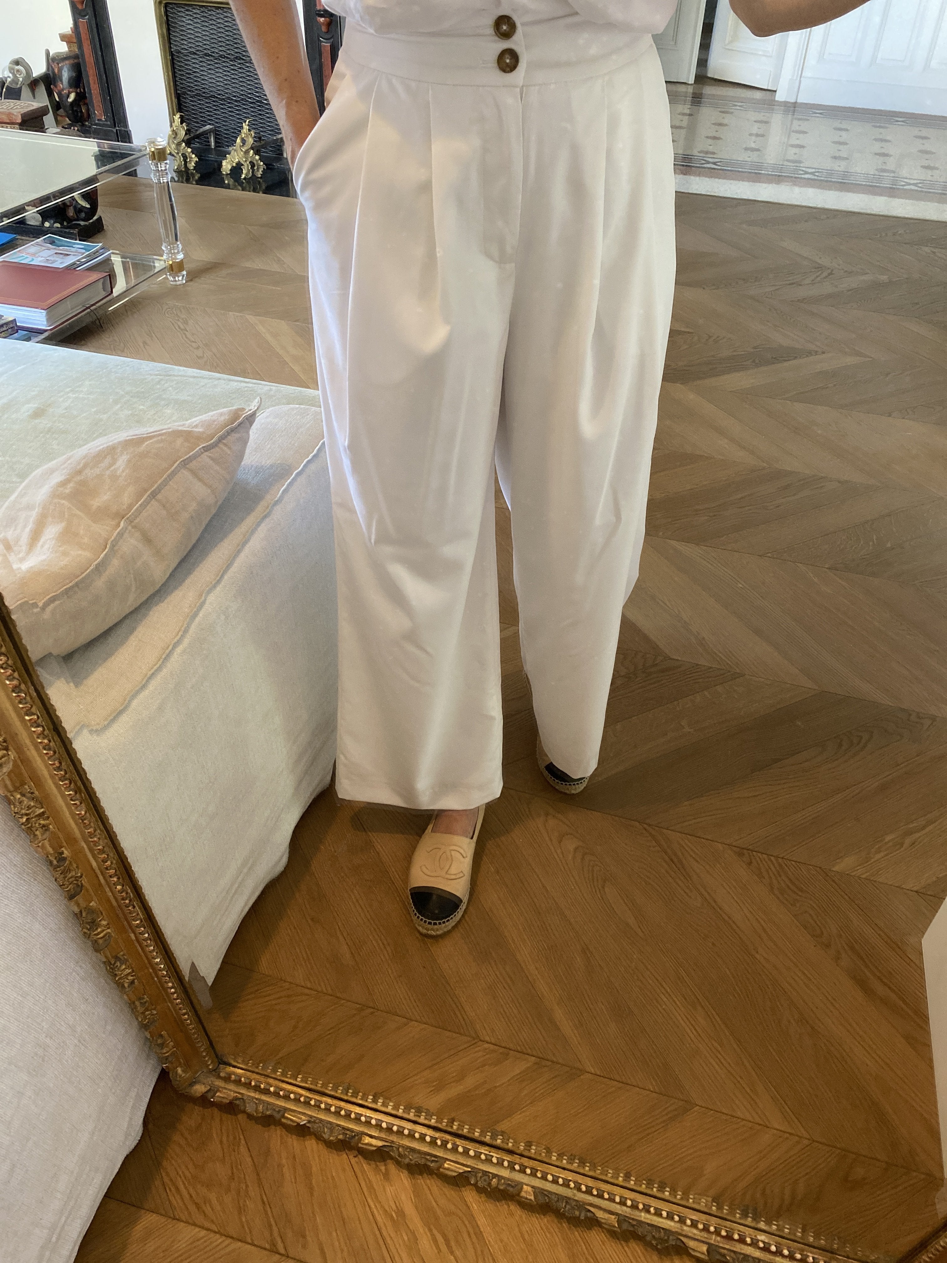 Charlotte Pirroni Pantalon Shein Premium Neuf Blanc évasé