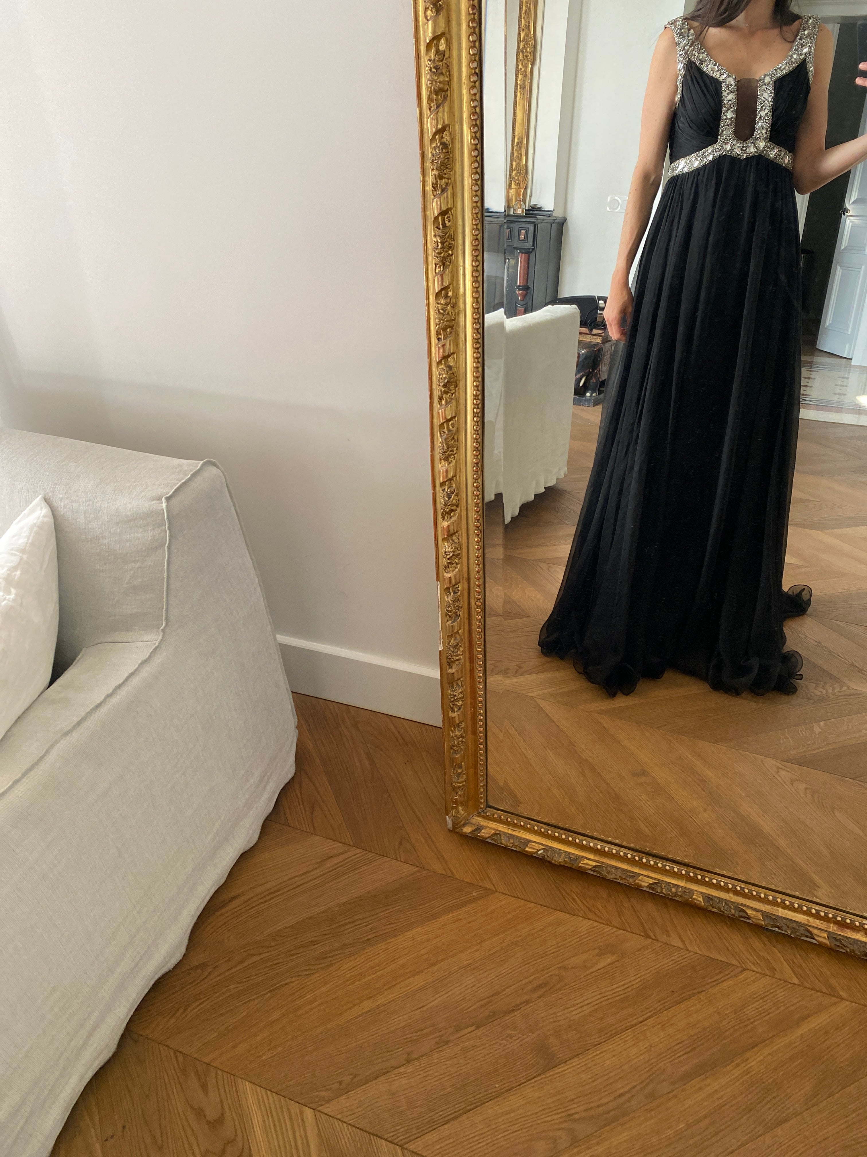 Charlotte Pirroni Robe de soirée noire avec strass