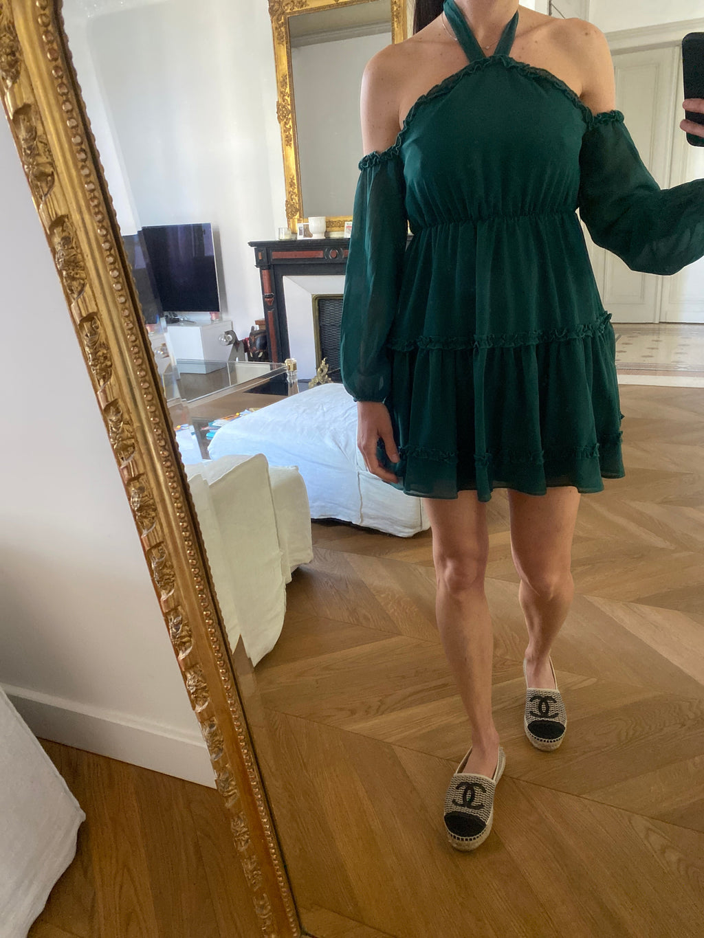 Charlotte Pirroni Robe Nakd vert bouteille 
