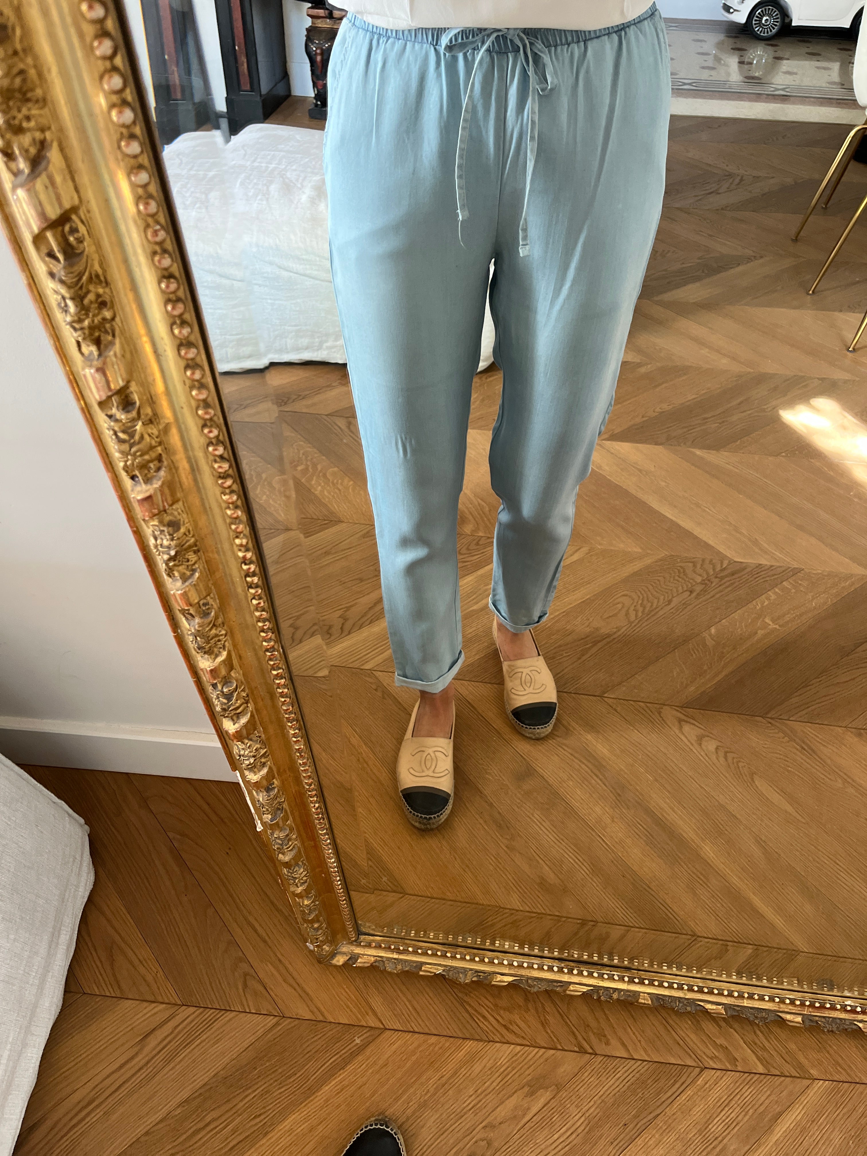 Pantalon fluide Monoprix bleu clair