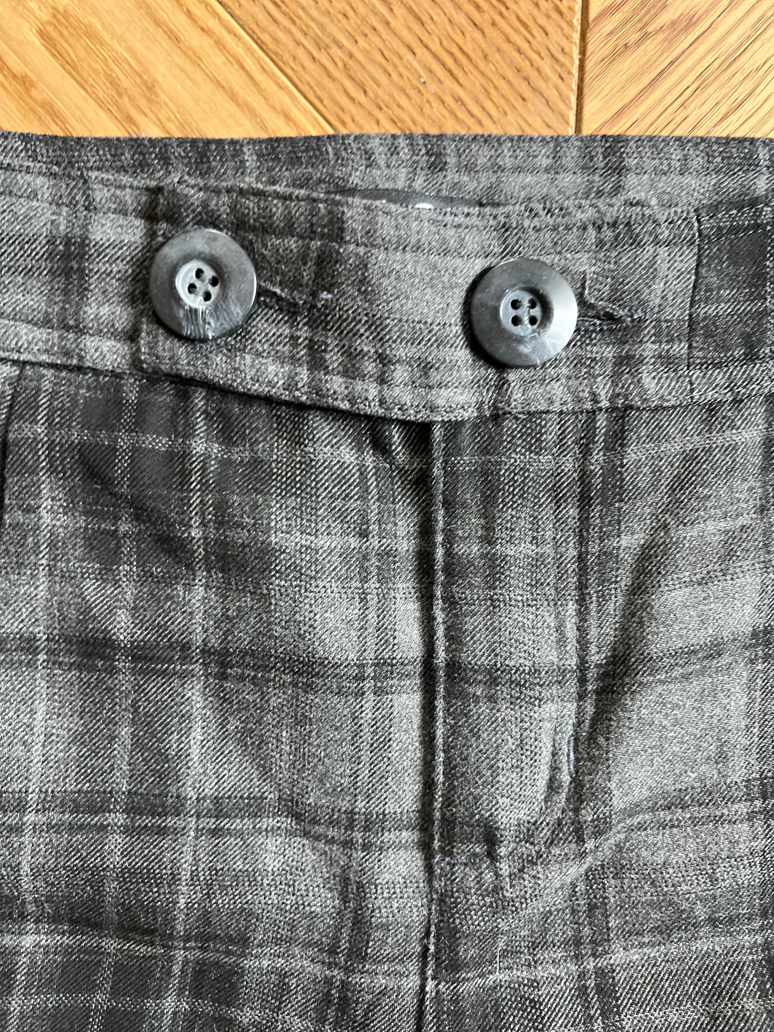 Pantalon Zara à carreaux gris bas froncé