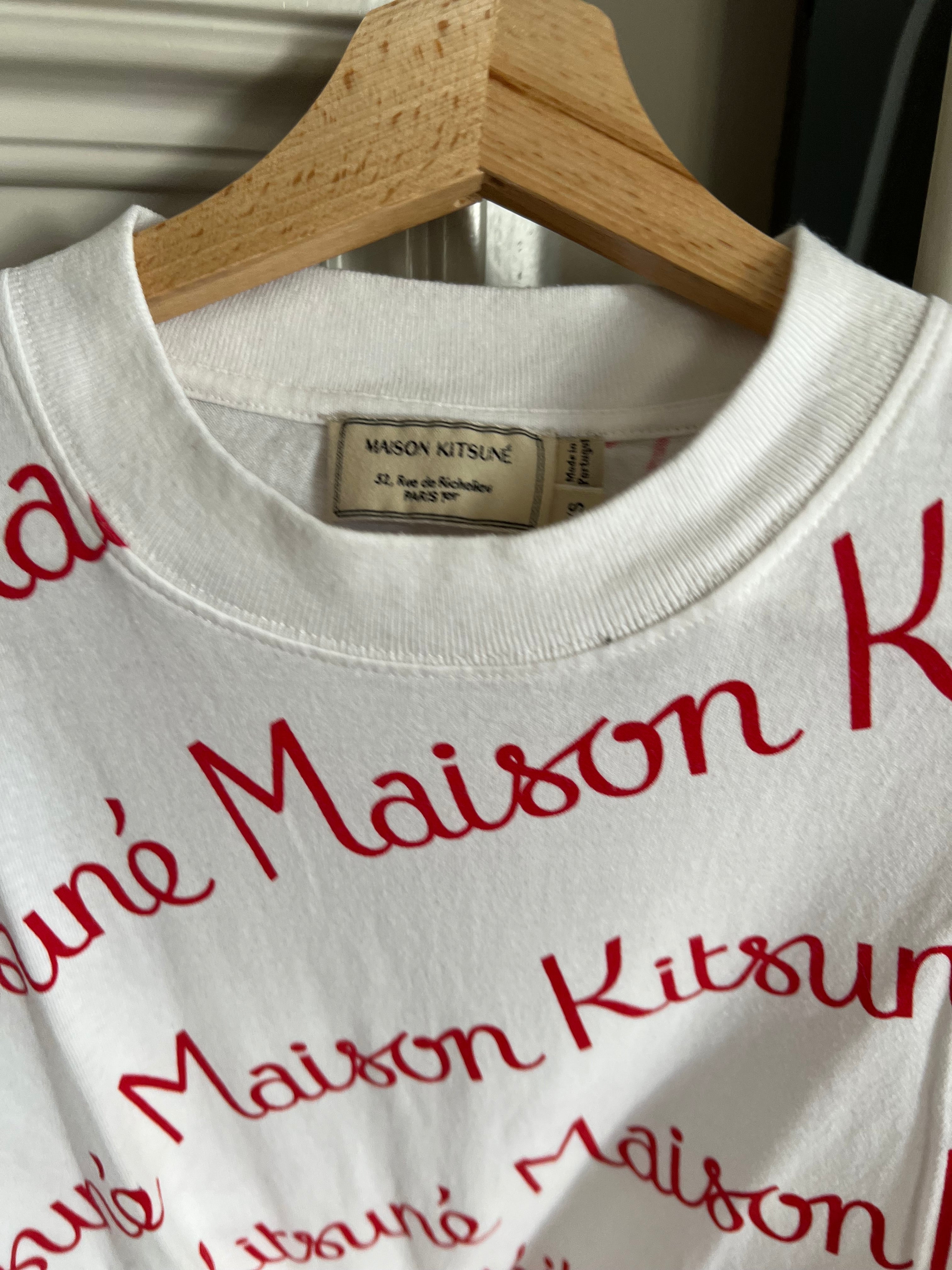 T shirt Maison Kitsuné blanc et rouge