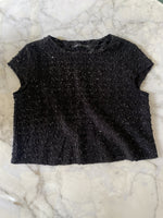 Charger l&#39;image dans la galerie, T shirt Zara noir court avec petites paillettes 
